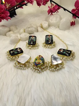 Black Meenakari Work Choker Set/Necklace