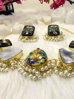 Black Meenakari Work Choker Set/Necklace