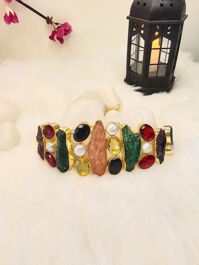 Multicolour Raw Stone Choker Set