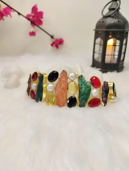 Multicolour Raw Stone Choker Set