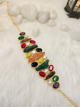 Multicolour Raw Stone Choker Set