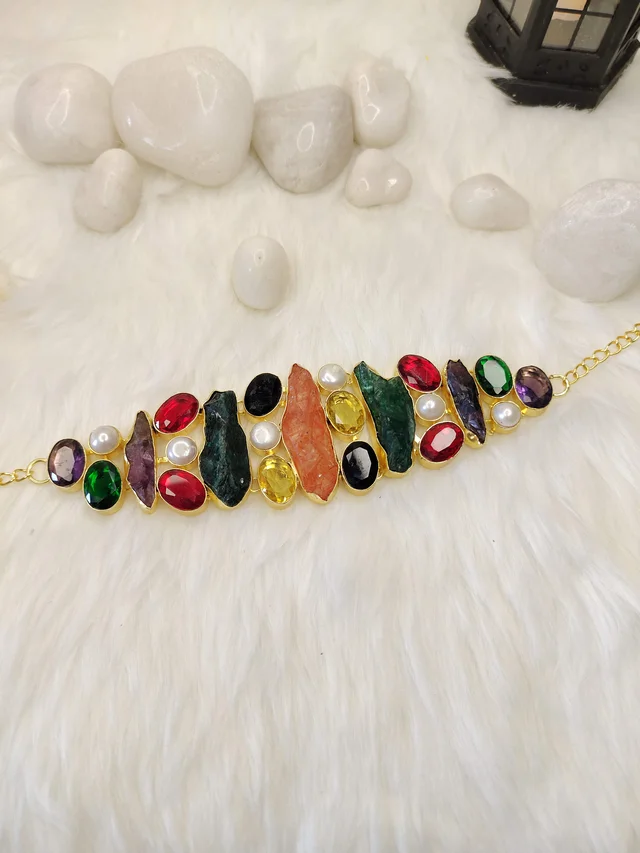 Multicolour Raw Stone Choker Set