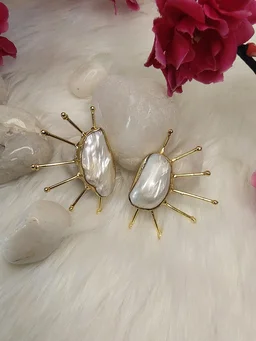 Semi Sun Baroque Pearl Earrings