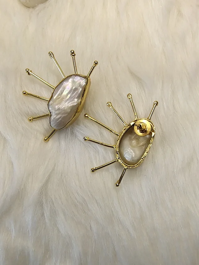 Semi Sun Baroque Pearl Earrings