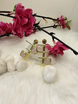 Pink Stone C and D Drop Earrings