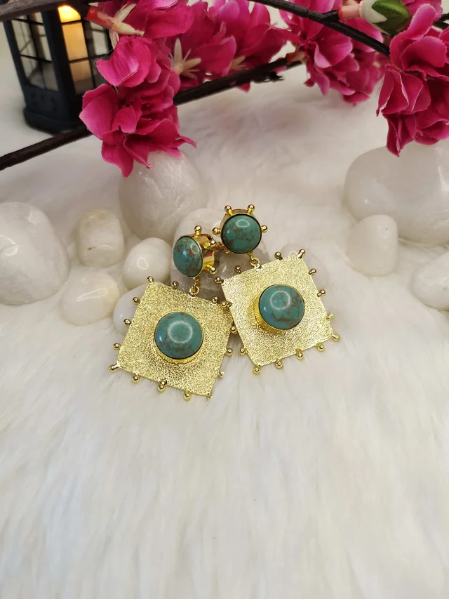 Turquoise Stone Drop Earrings