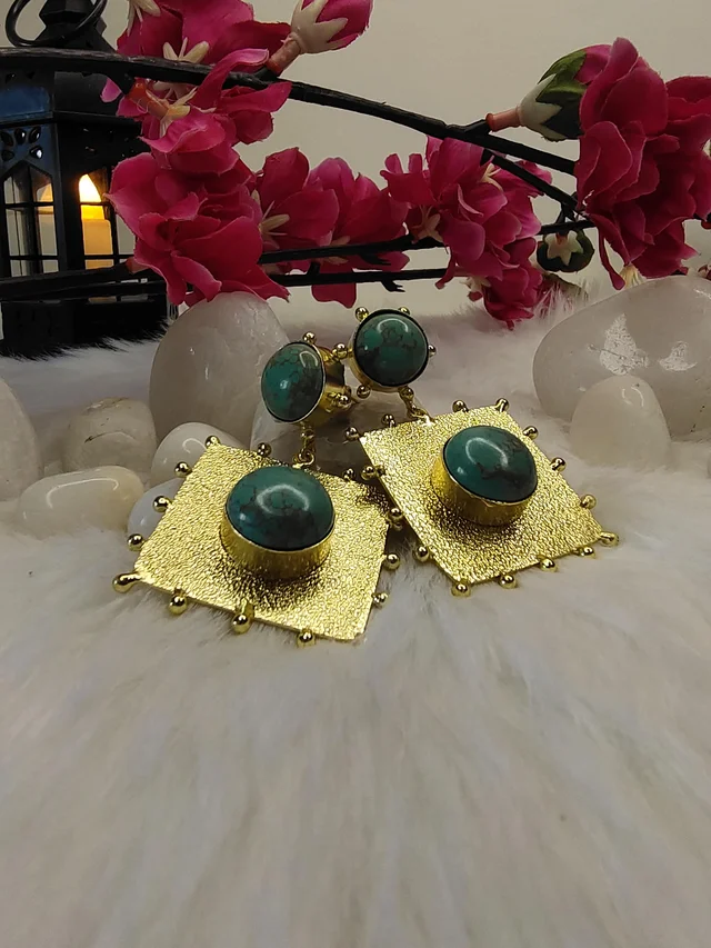 Turquoise Stone Drop Earrings