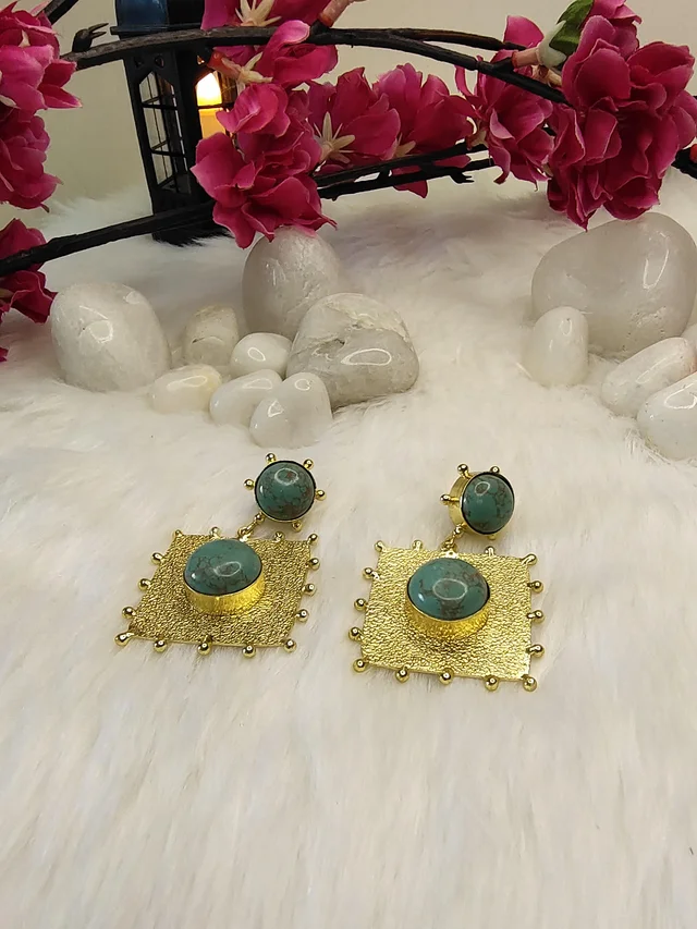 Turquoise Stone Drop Earrings