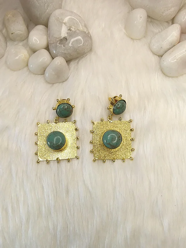 Turquoise Stone Drop Earrings