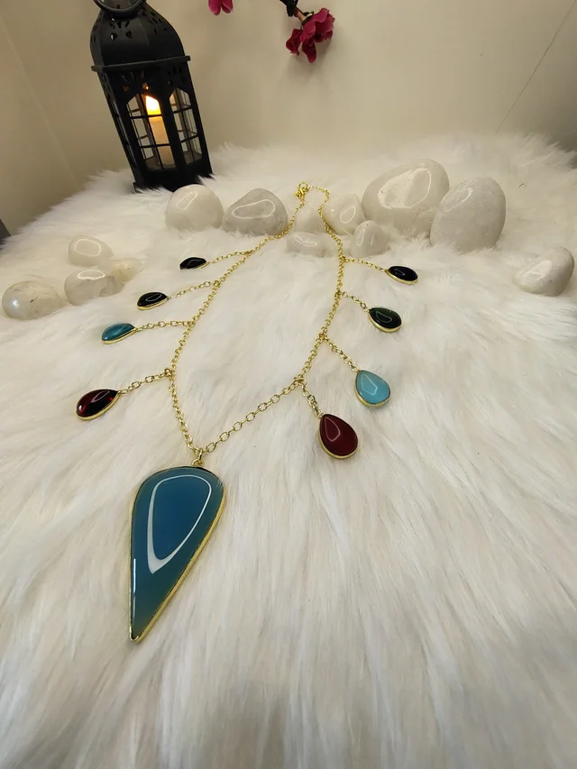 Blue Stone Tear Drop Necklace