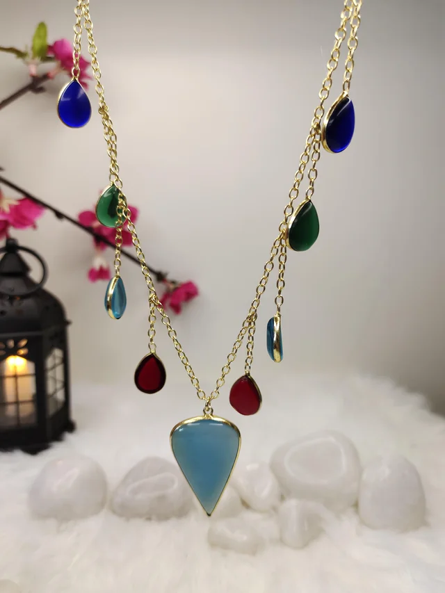 Blue Stone Tear Drop Necklace