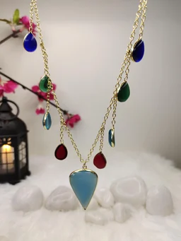 Blue Stone Tear Drop Necklace