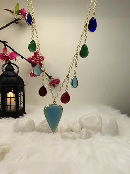Blue Stone Tear Drop Necklace