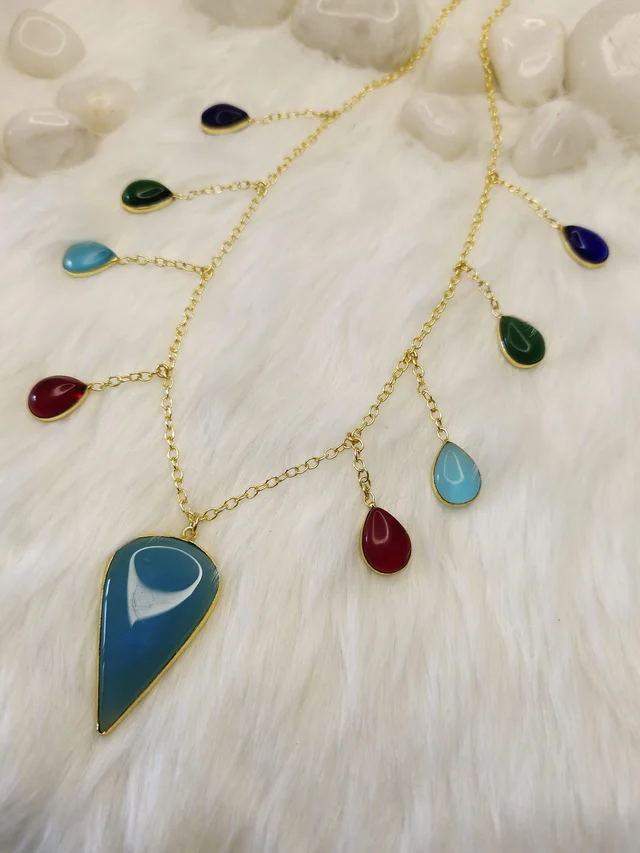 Blue Stone Tear Drop Necklace