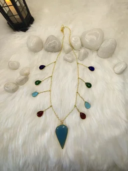 Blue Stone Tear Drop Necklace