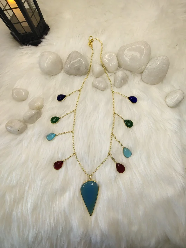 Blue Stone Tear Drop Necklace