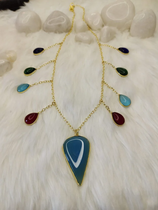 Blue Stone Tear Drop Necklace