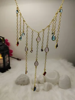 Multicolor Gemstone Drop Necklace
