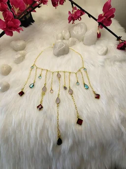 Multicolor Gemstone Drop Necklace