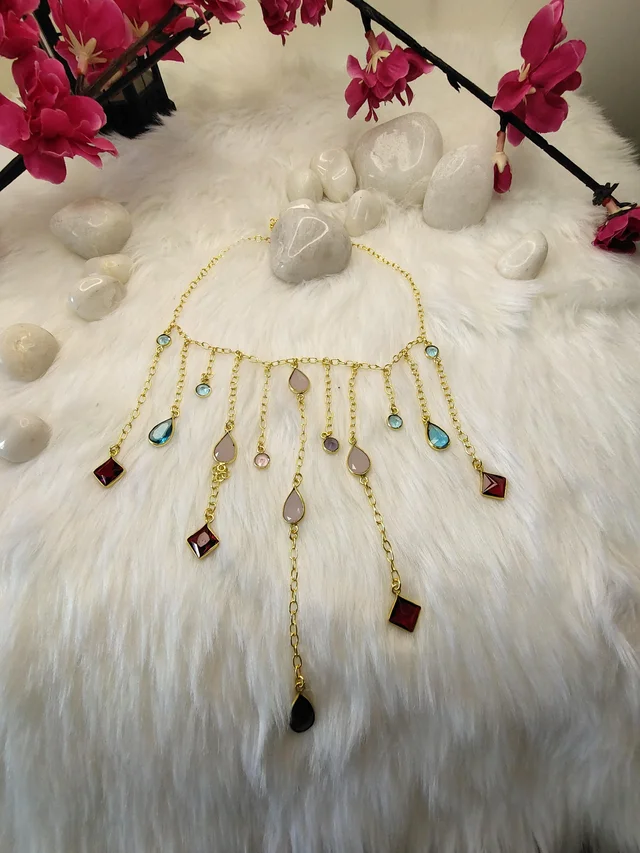 Multicolor Gemstone Drop Necklace