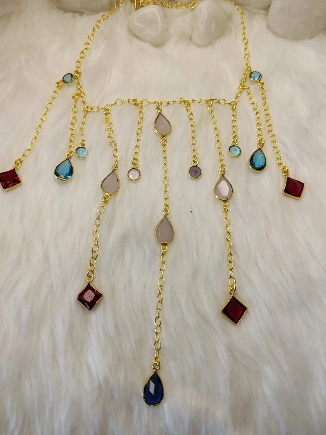 Multicolor Gemstone Drop Necklace