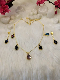 Multicolor Stick Tear Drop Necklace