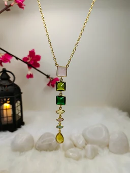 Sleek Gemstone Drop Necklace