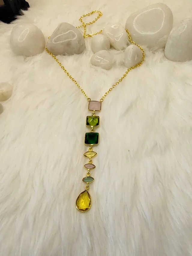 Sleek Gemstone Drop Necklace