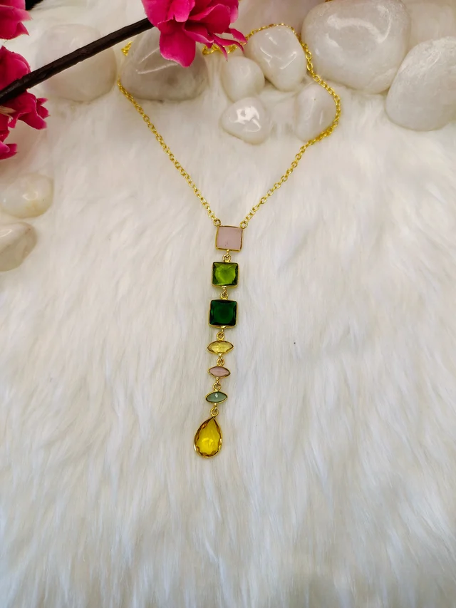 Sleek Gemstone Drop Necklace