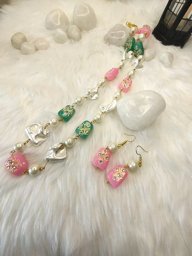 Pearl Meenakari Long Neckpiece