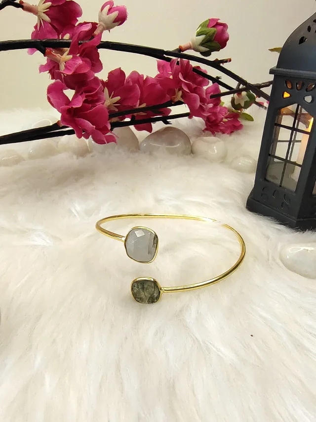 Dual Stone Black N White Kada Bracelet