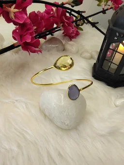 Purple And Yellow Stone Kada Bracelet