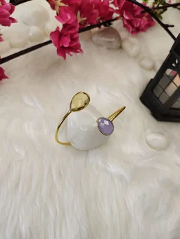 Purple And Yellow Stone Kada Bracelet