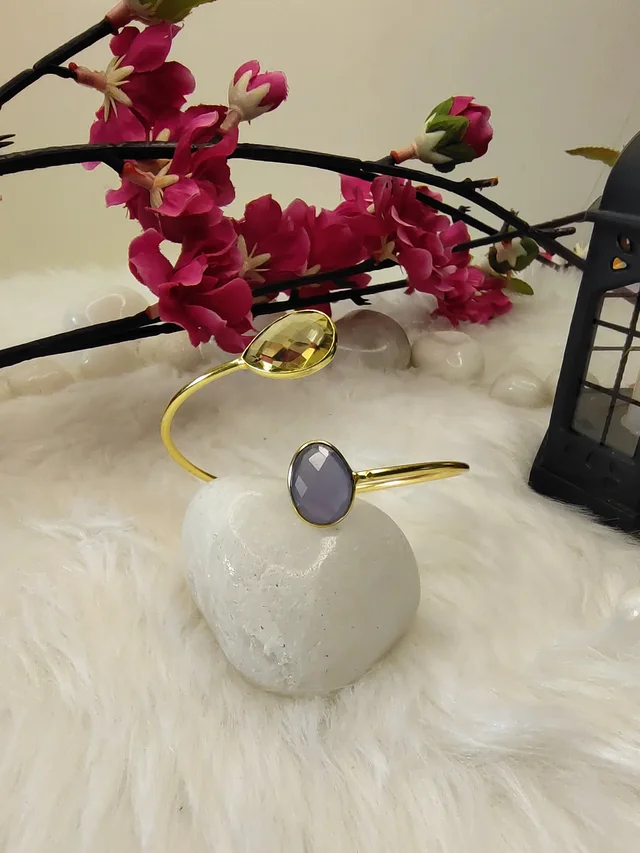 Purple And Yellow Stone Kada Bracelet