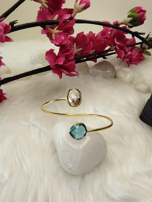 Pink And Turquoise Stone Kada Bracelet