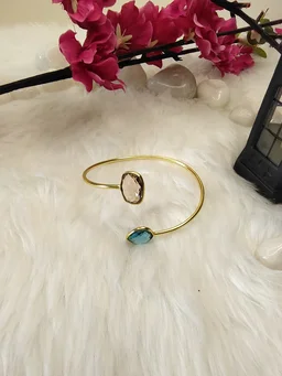 Pink And Turquoise Stone Kada Bracelet