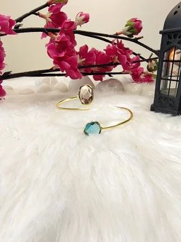 Pink And Turquoise Stone Kada Bracelet