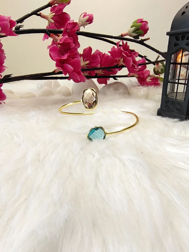 Pink And Turquoise Stone Kada Bracelet