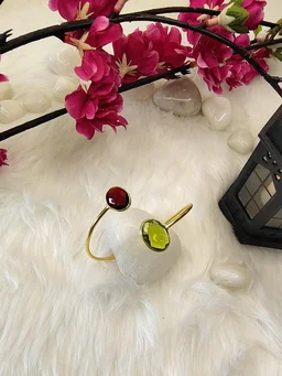 Ruby And Green Stone Kada Bracelet