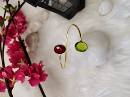 Ruby And Green Stone Kada Bracelet