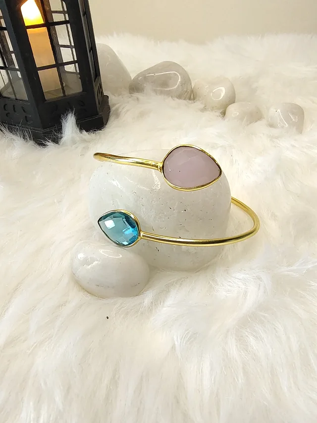 Pink And Blue Stone Kada Bracelet