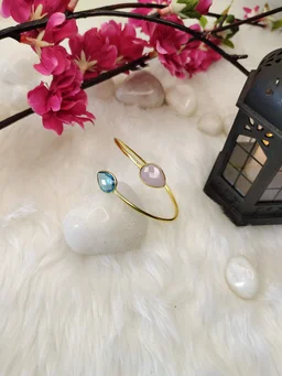 Pink And Blue Stone Kada Bracelet