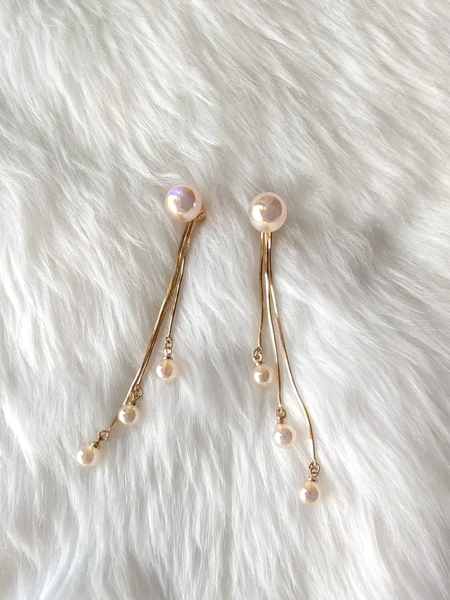 Pearl 2 In 1 Drop Earrings - Pink Pearl