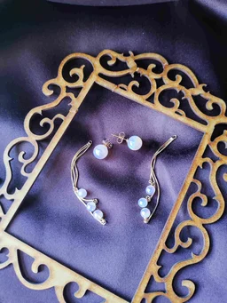 Pearl 2 In 1 Drop Earrings - Pink Pearl