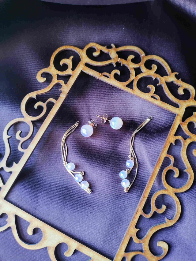 Pearl 2 In 1 Drop Earrings - Pink Pearl
