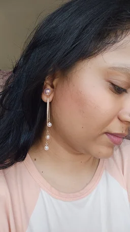 Pearl 2 In 1 Drop Earrings - Pink Pearl