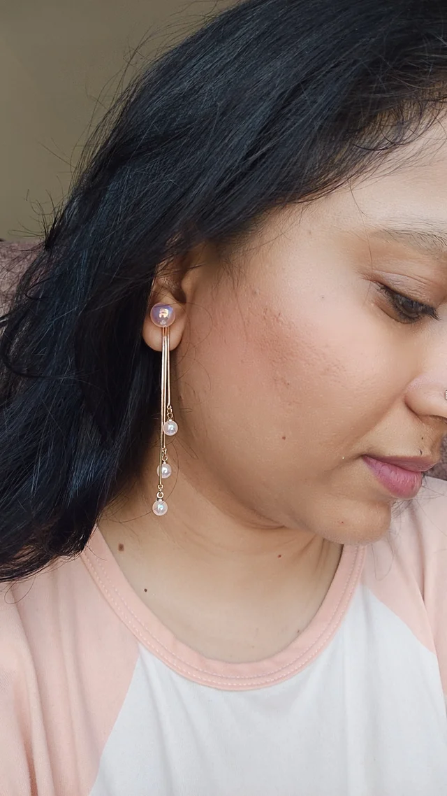 Pearl 2 In 1 Drop Earrings - Pink Pearl