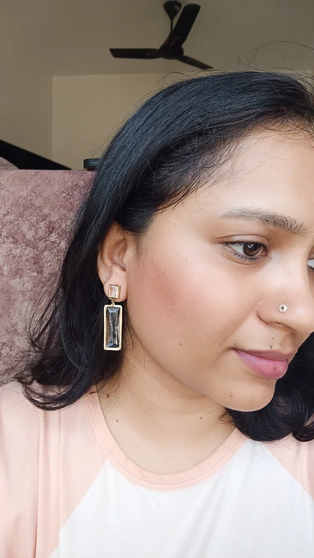 Rectangle Stone Dangler Earrings - White