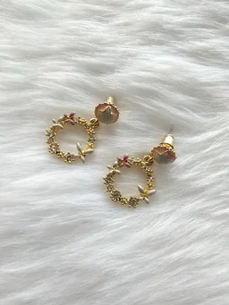 Cute Flower Wreath Earrings Pink