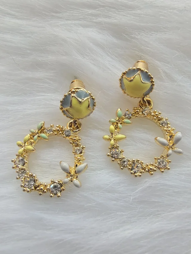 Cute Flower Wreath Drop Earrings Green